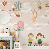 Happy Kids in Garden Wallpaper Mural - Giffywalls
