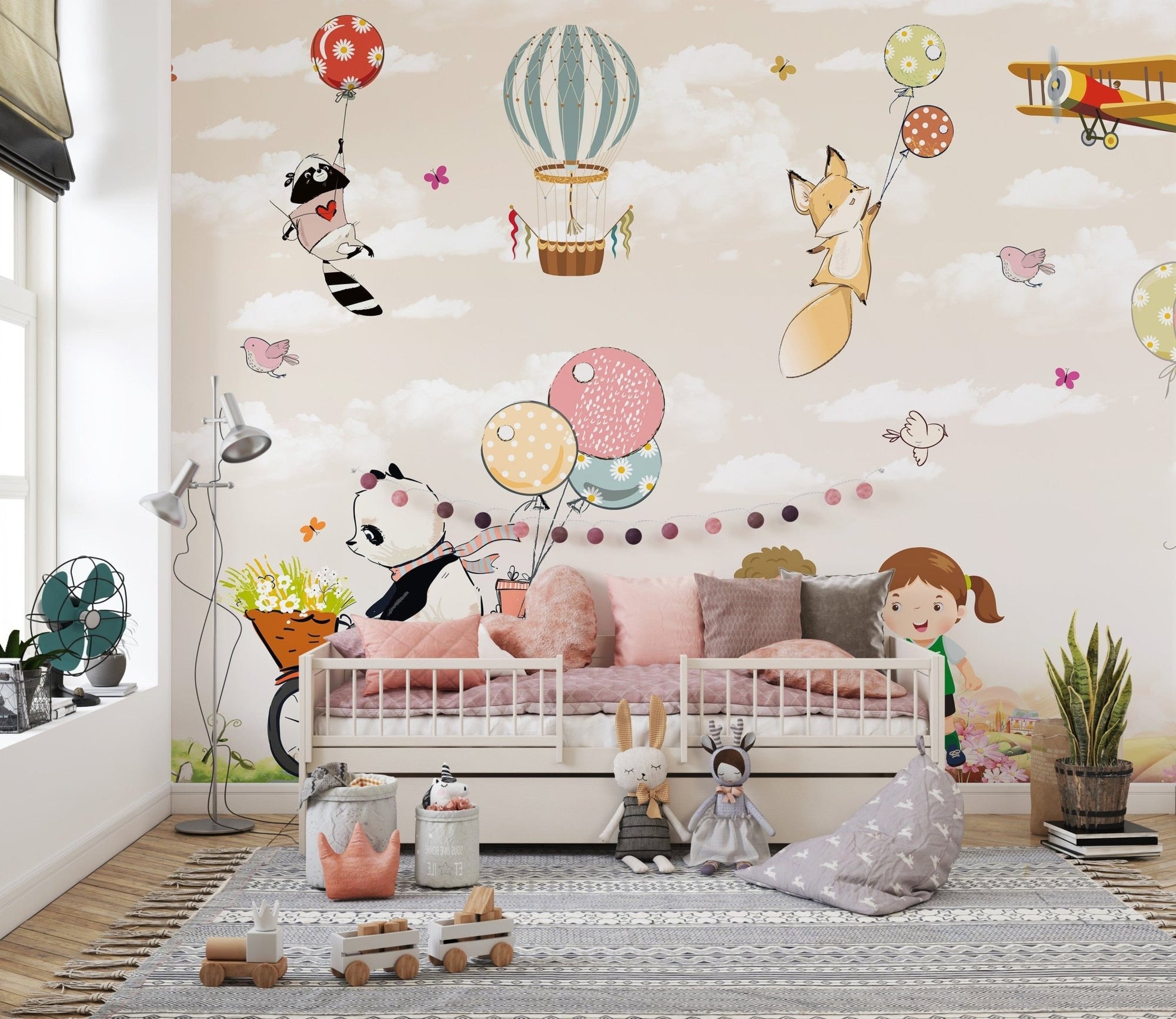 Cheerful kids playing in garden wall mural A128

