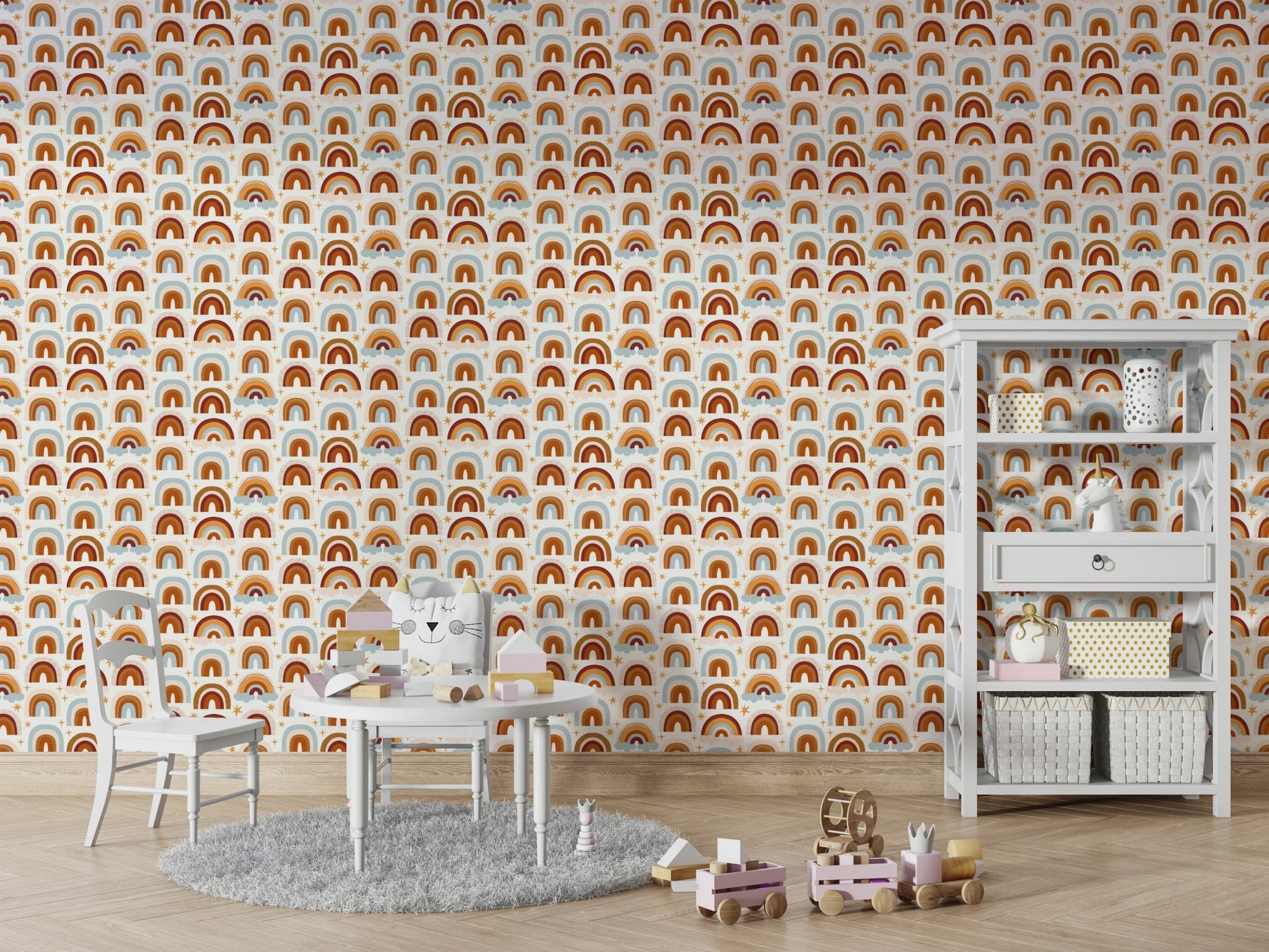 Playful rainbow hues wallpaper design


