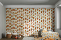 Rainbow-themed wall covering with bright colors

