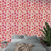 Cheerful floral wallpaper in vintage style

