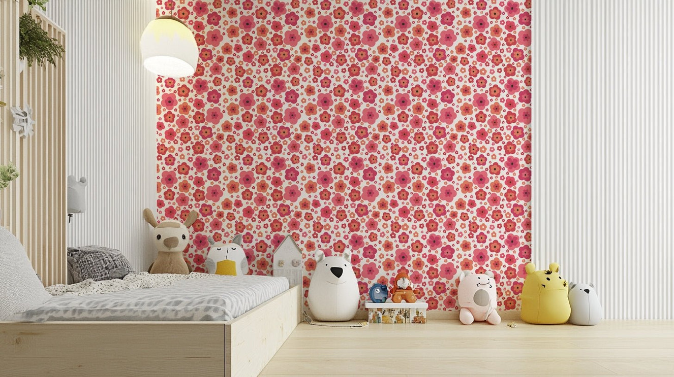 Happy retro blooms wallpaper with bright florals

