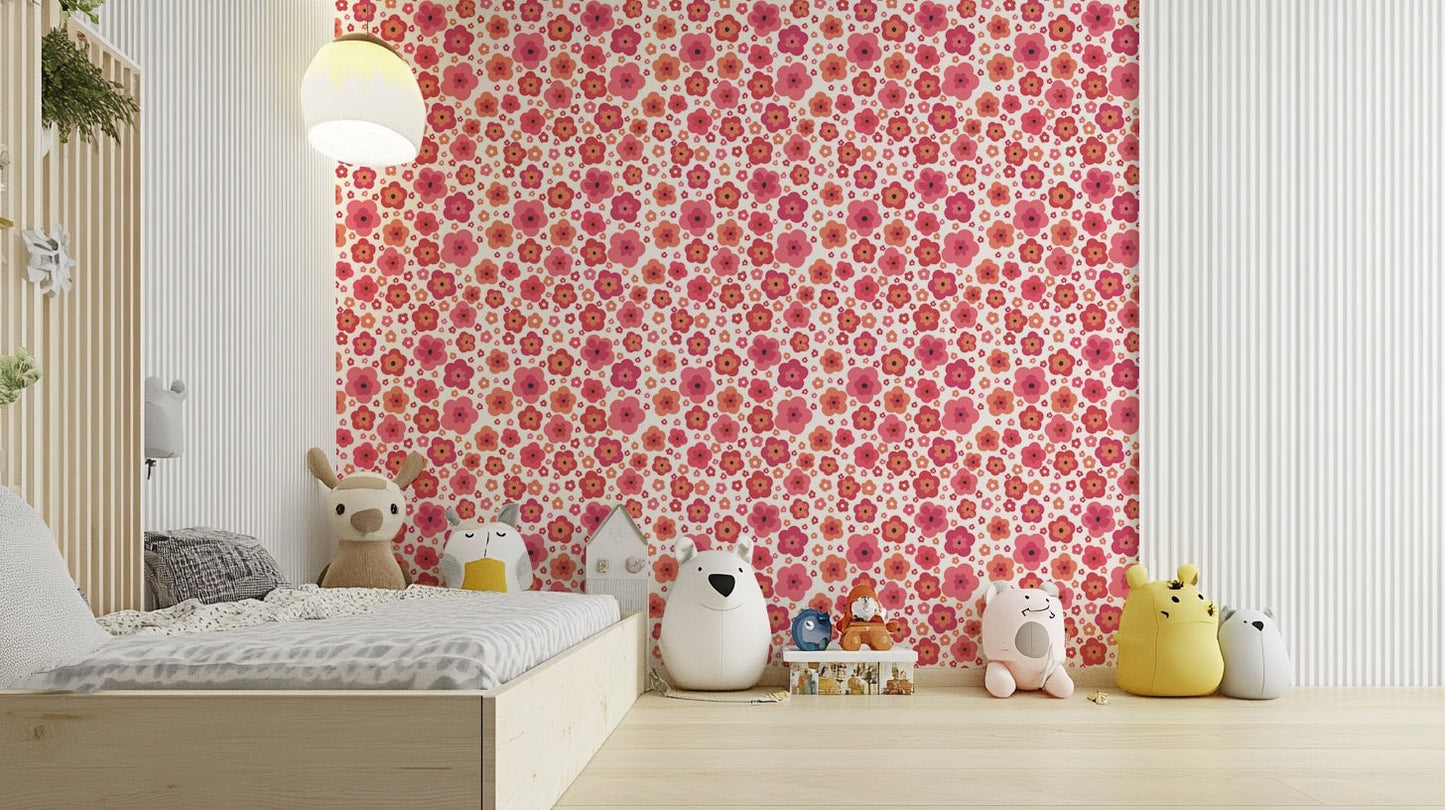 Happy retro blooms wallpaper with bright florals

