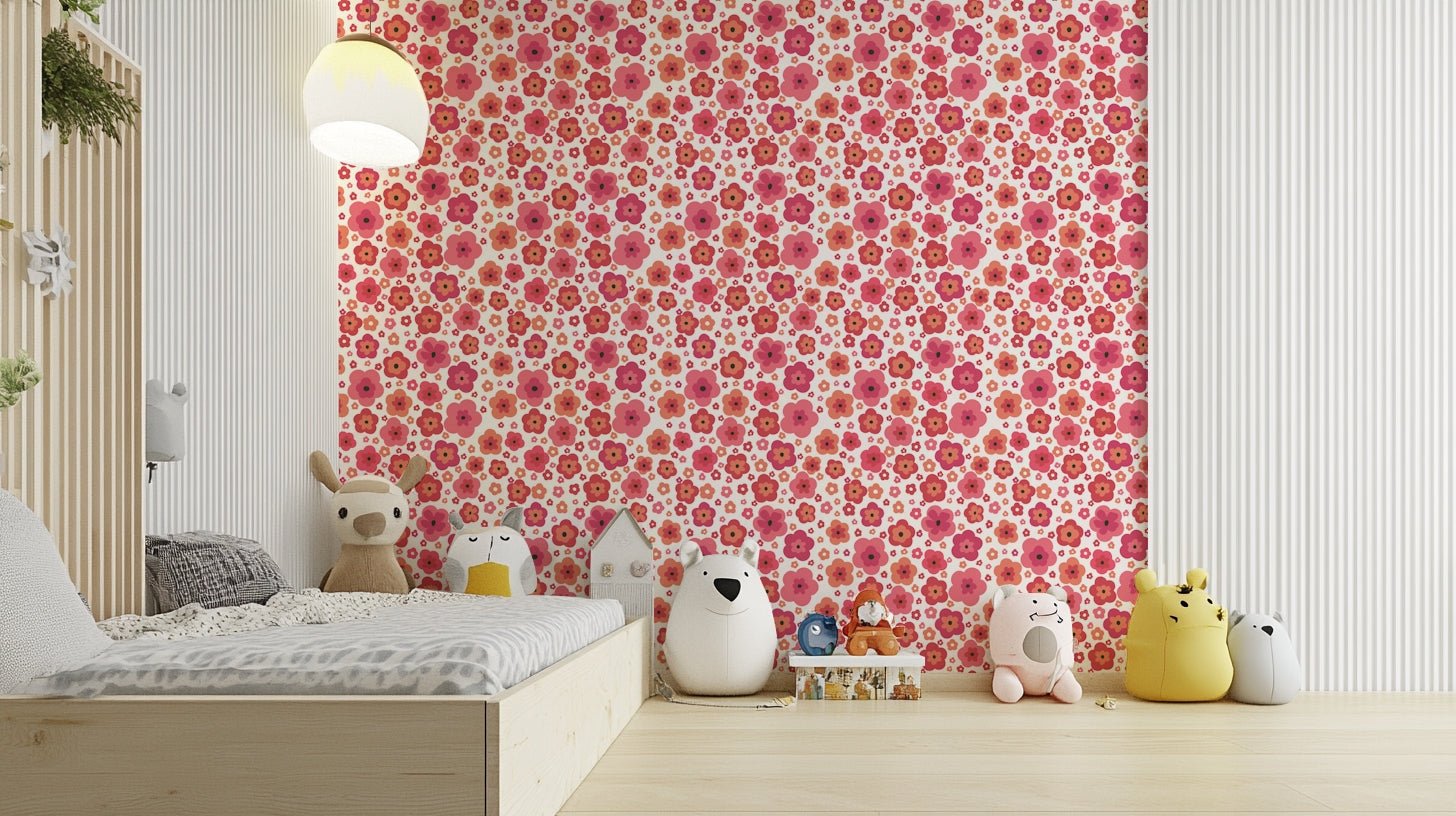 Happy retro blooms wallpaper with bright florals

