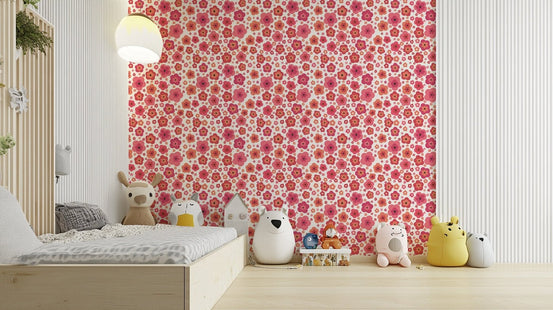 Happy retro blooms wallpaper with bright florals GD714

