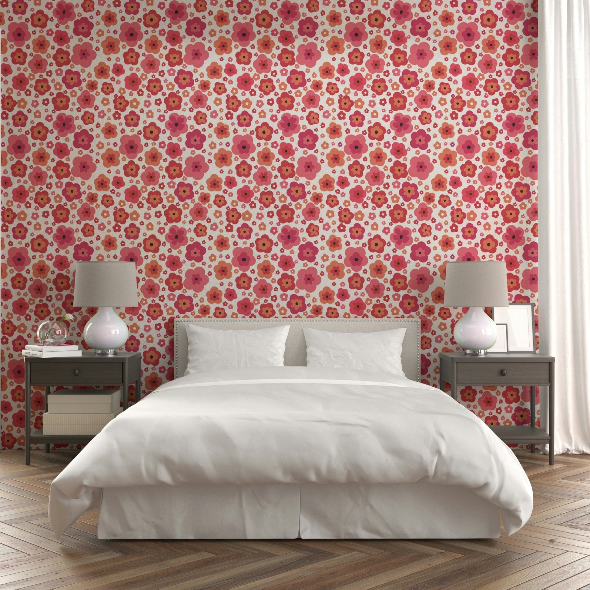 Fun floral pattern in bold retro colors

