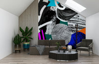 A contemplative dramatic design wallpaper mural for a feature wall.