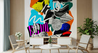 An artistic chaotic form mural for home decor.
