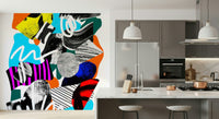 A calming abstract design wallpaper mural that defines a space.