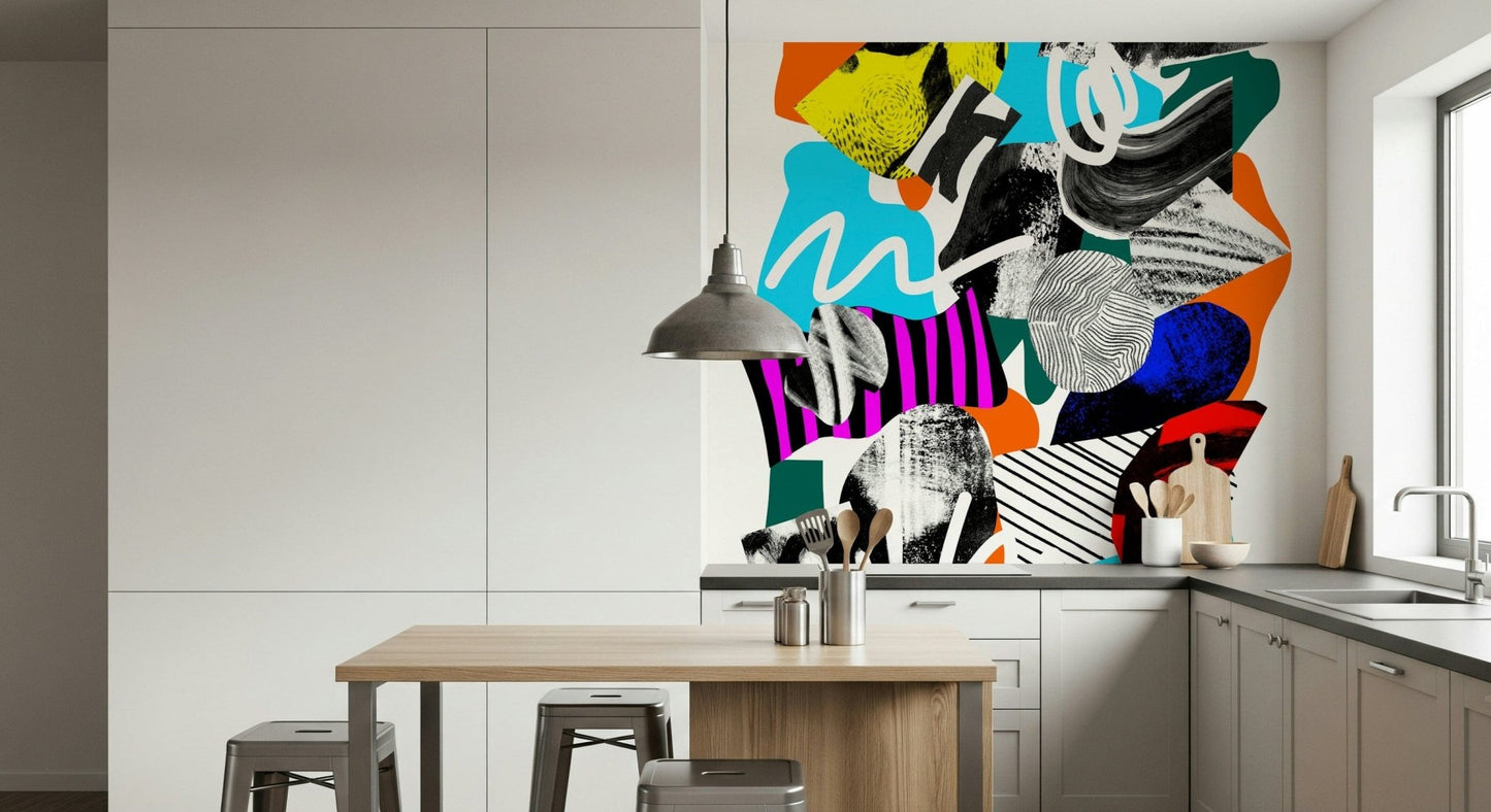 A beautiful wide-angle wall mural of abstract motion.