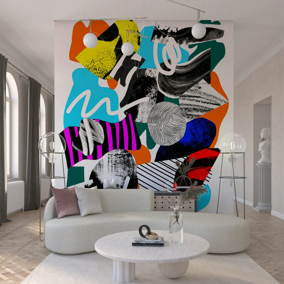 A beautiful abstract art wallpaper mural with vibrant, joyful colors., GD5348