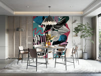 Playful abstract design on mural wallpaper

