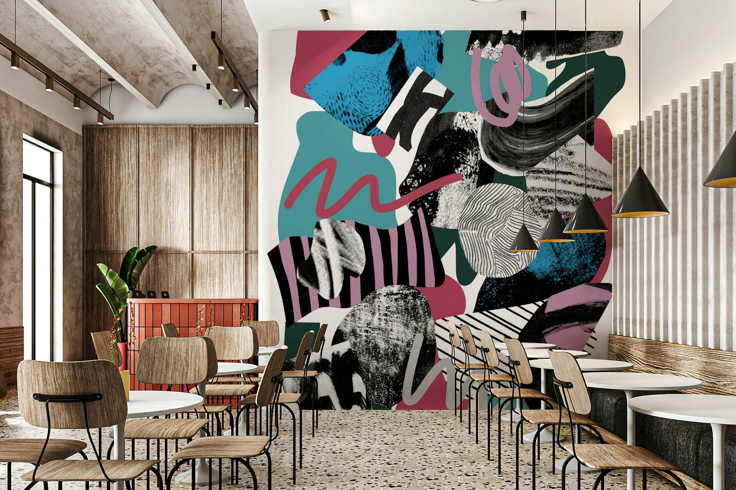 Abstract colorful shapes for happy interiors

