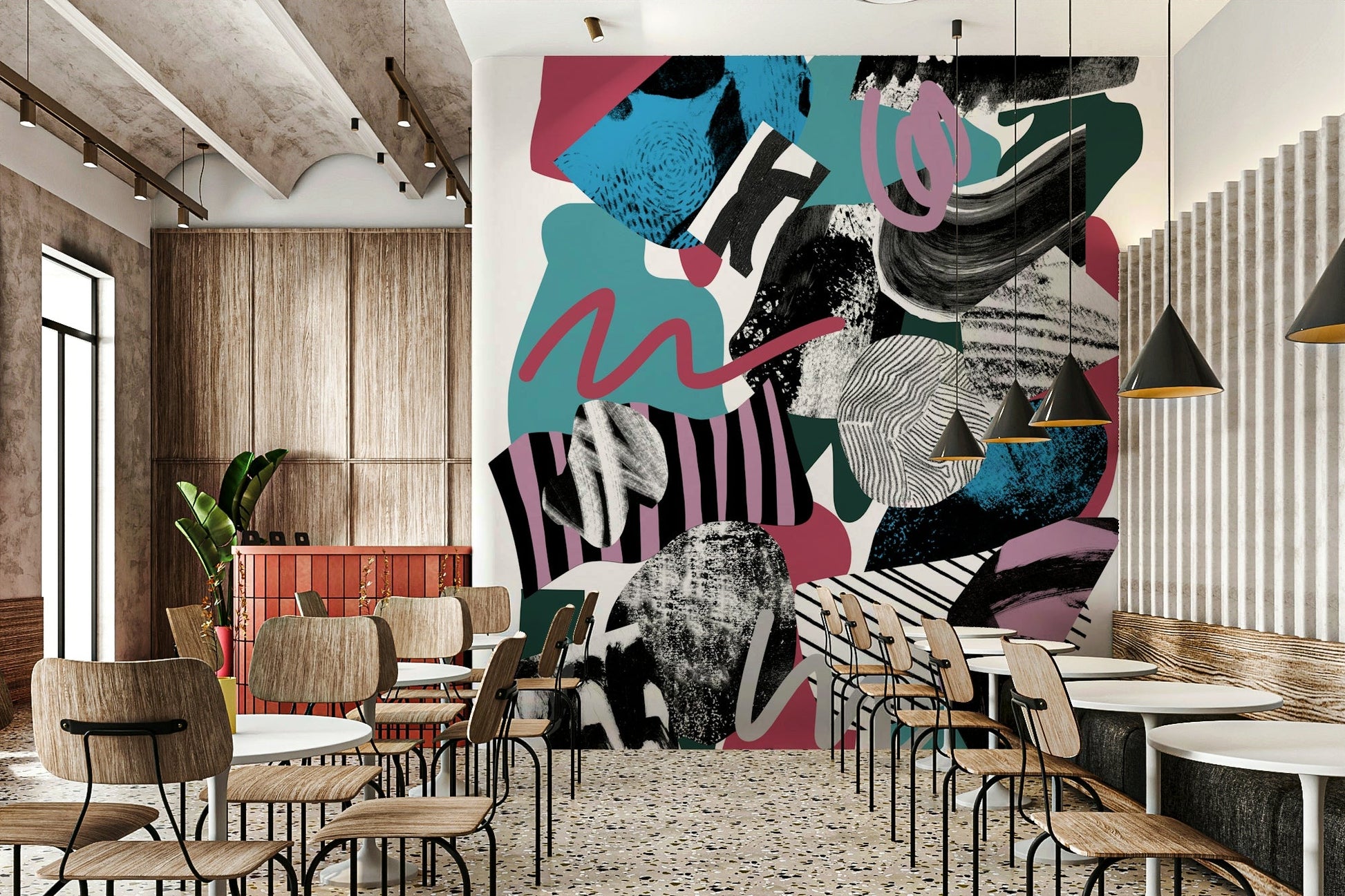 Abstract colorful shapes for happy interiors


