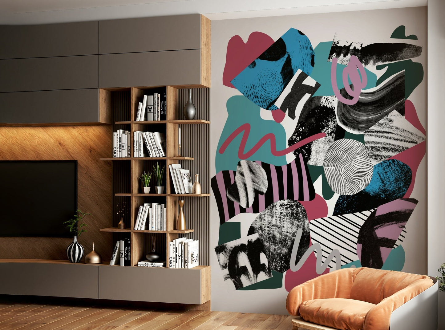 Artistic mural with positive design

