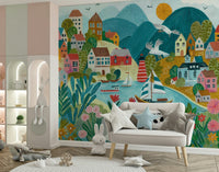 A serene subtle coastal view wall mural for your decor.