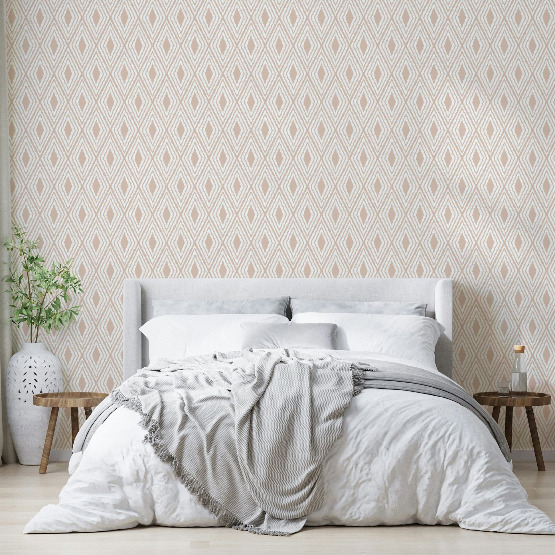 Harlequin diamond pattern beige wallpaper


