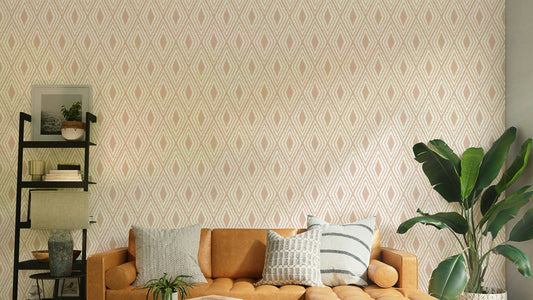Cream tan geometric boho diamond design

