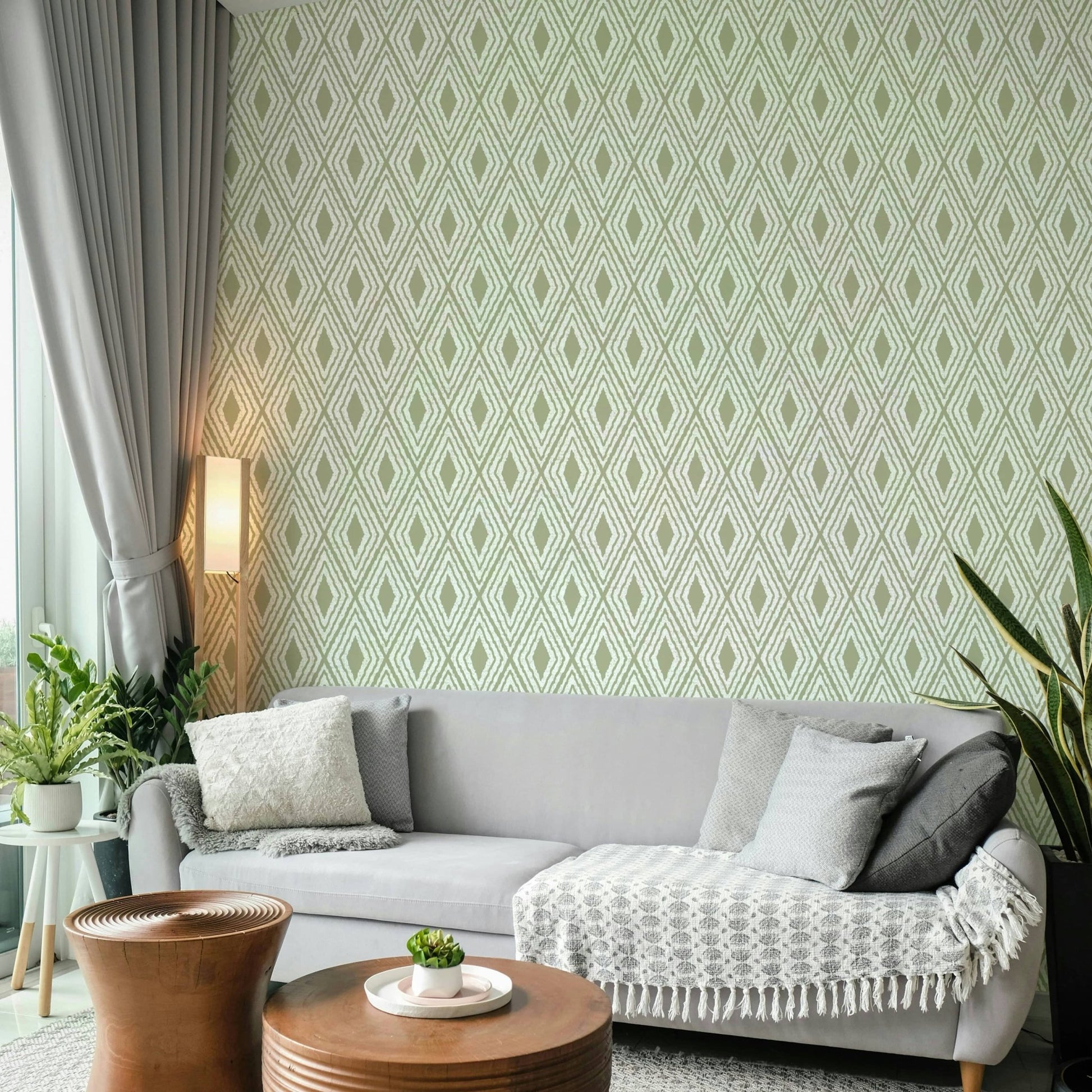 Boho pastel diamond pattern wallpaper

