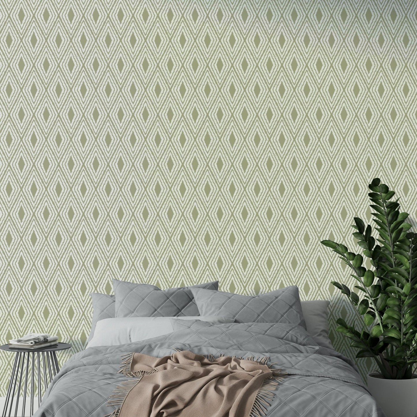 Pastel green diamond pattern wall mural

