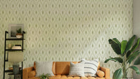 Harlequin diamond wallpaper in muted green

