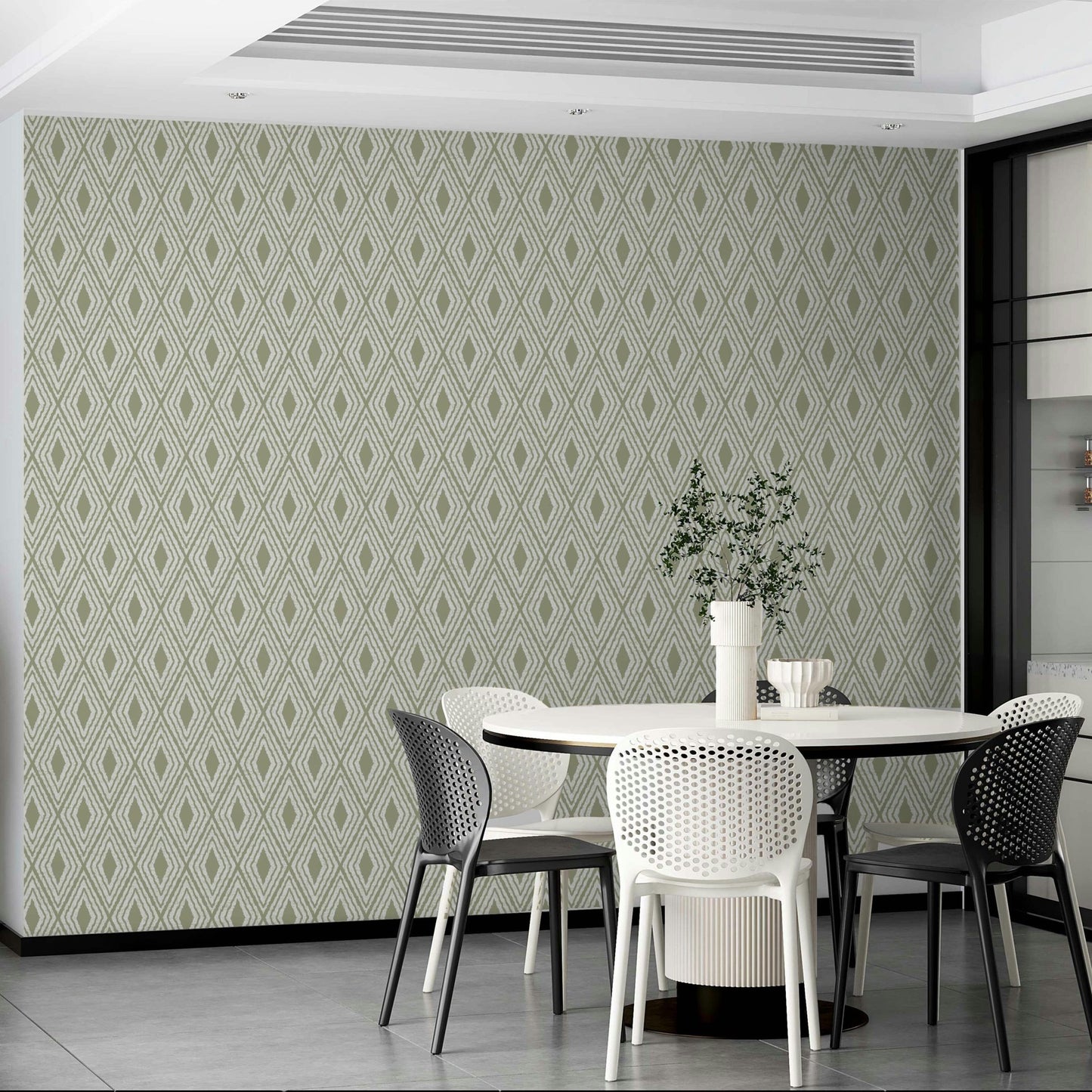 Soft green geometric diamond wallpaper
