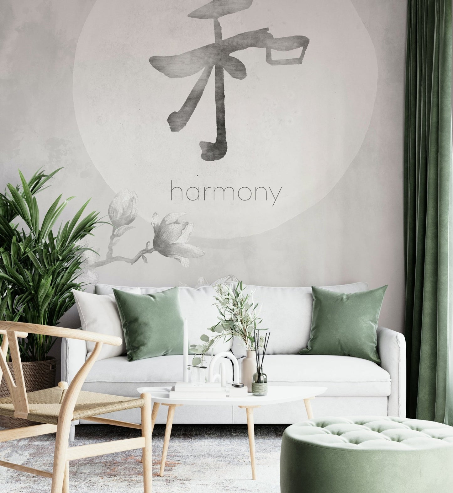 Harmony Wall Mural in Japandi minimalist design

