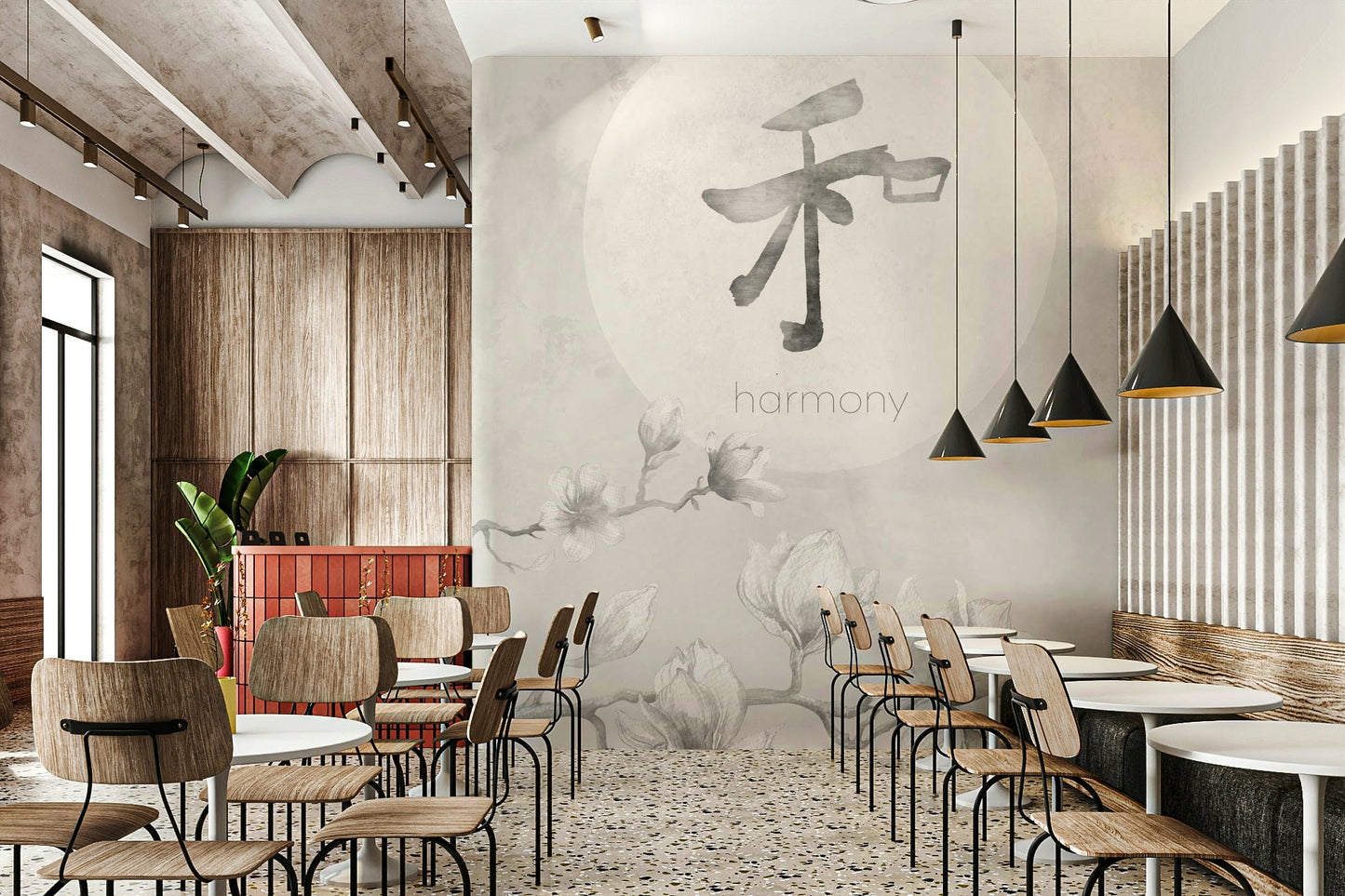 Living room styled with Harmony Japandi wall mural

