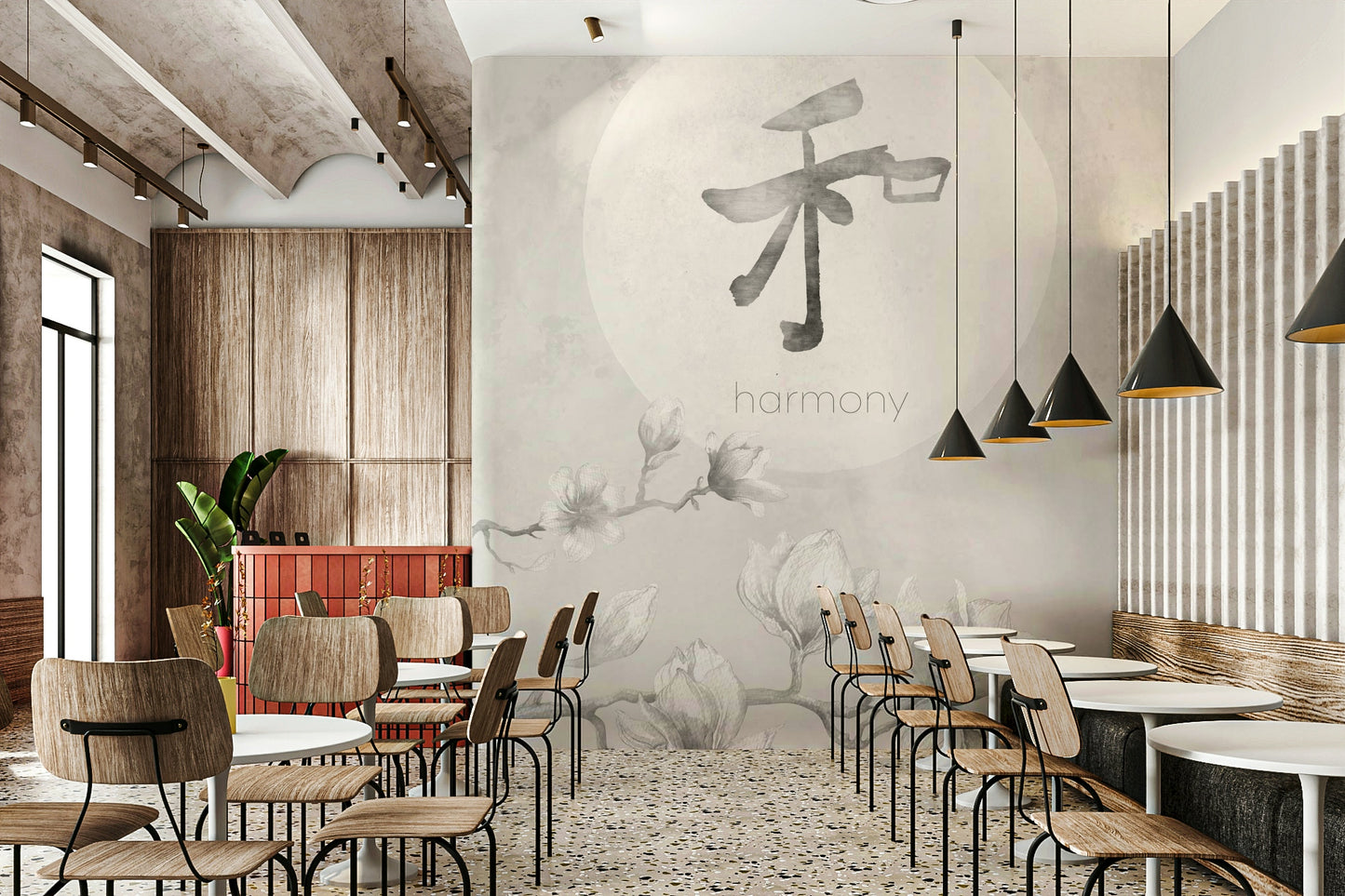 Living room styled with Harmony Japandi wall mural

