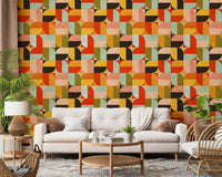 Symmetrical curved shape Harvest Moon wall design.