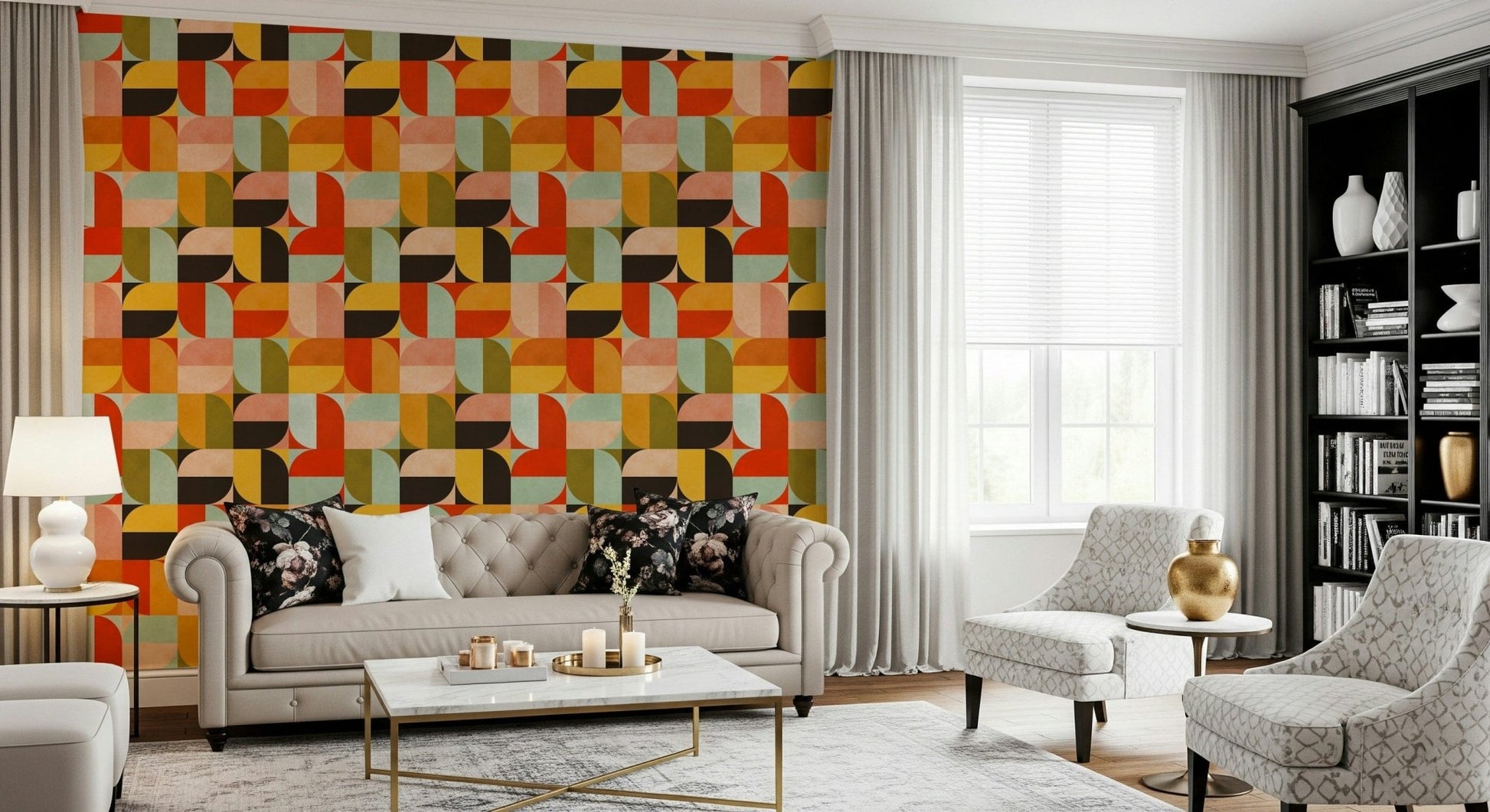 Harvest Moon retro geometric wallpaper for walls pattern.