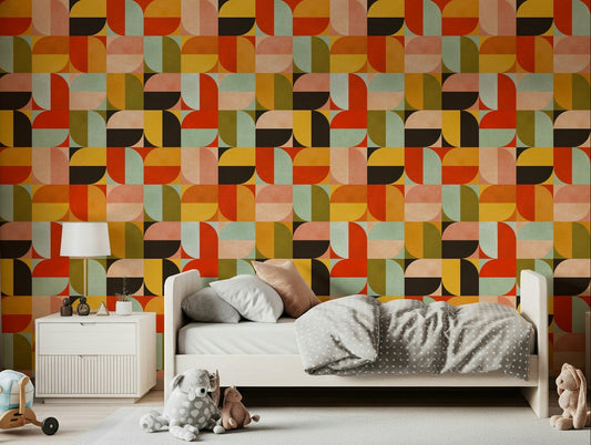 Graphic print Harvest Moon removable wallpaper.