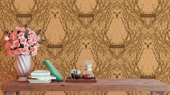 Vibrant harvest owl wallpaper for a lively, woodland-inspired look. RNM42
