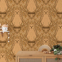 Charming harvest owl wallpaper for cozy, nature-inspired decor. RNM42
