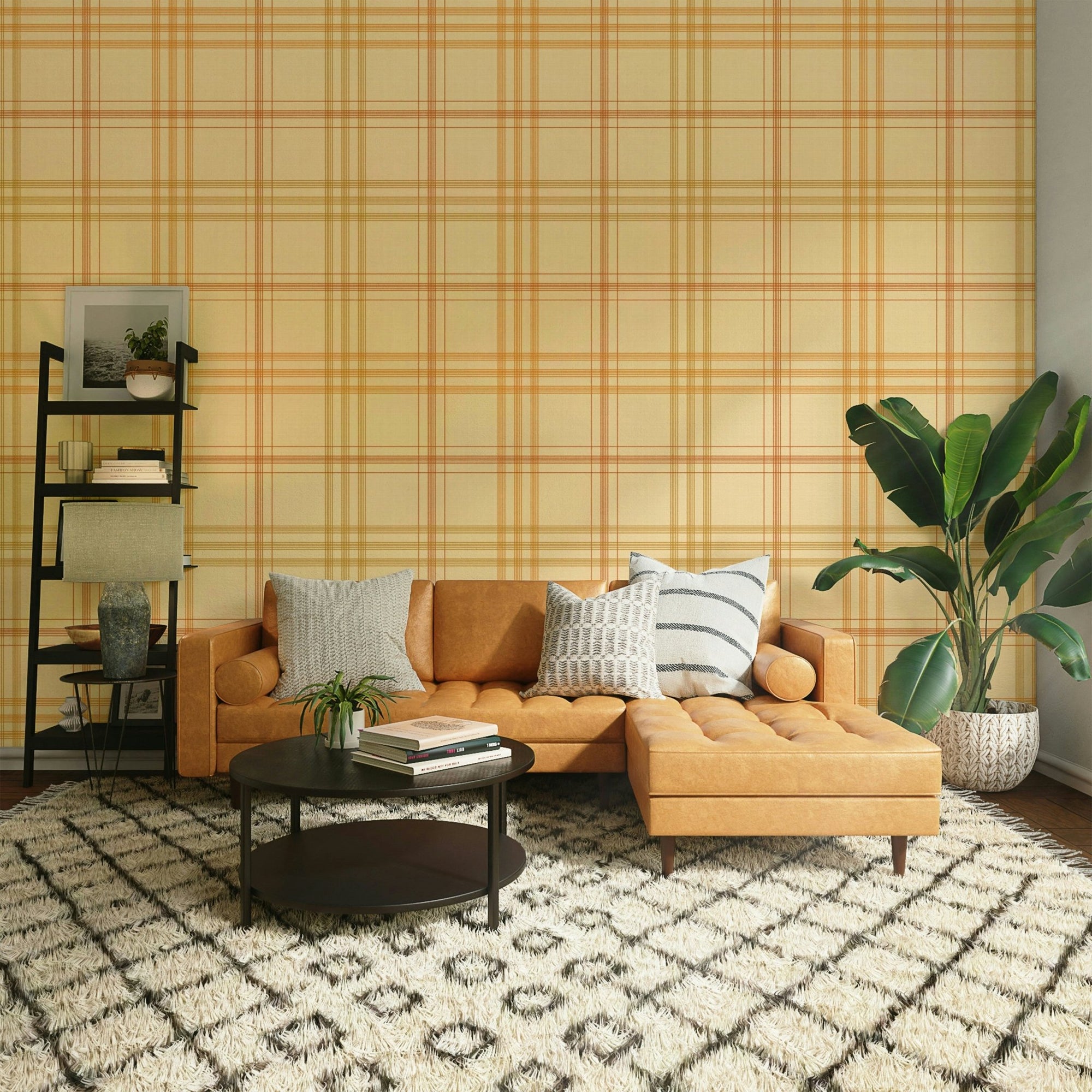 Harvest Plaid Autumnal Wallpaper with cozy orange lines GD5077