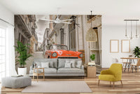 A beautiful modern living room with a Havana Ride mural.

