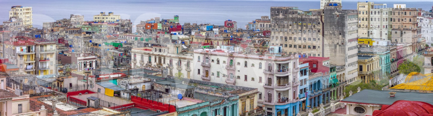 Colorful architecture design of the Havana Skyline Charm Wall Mural.