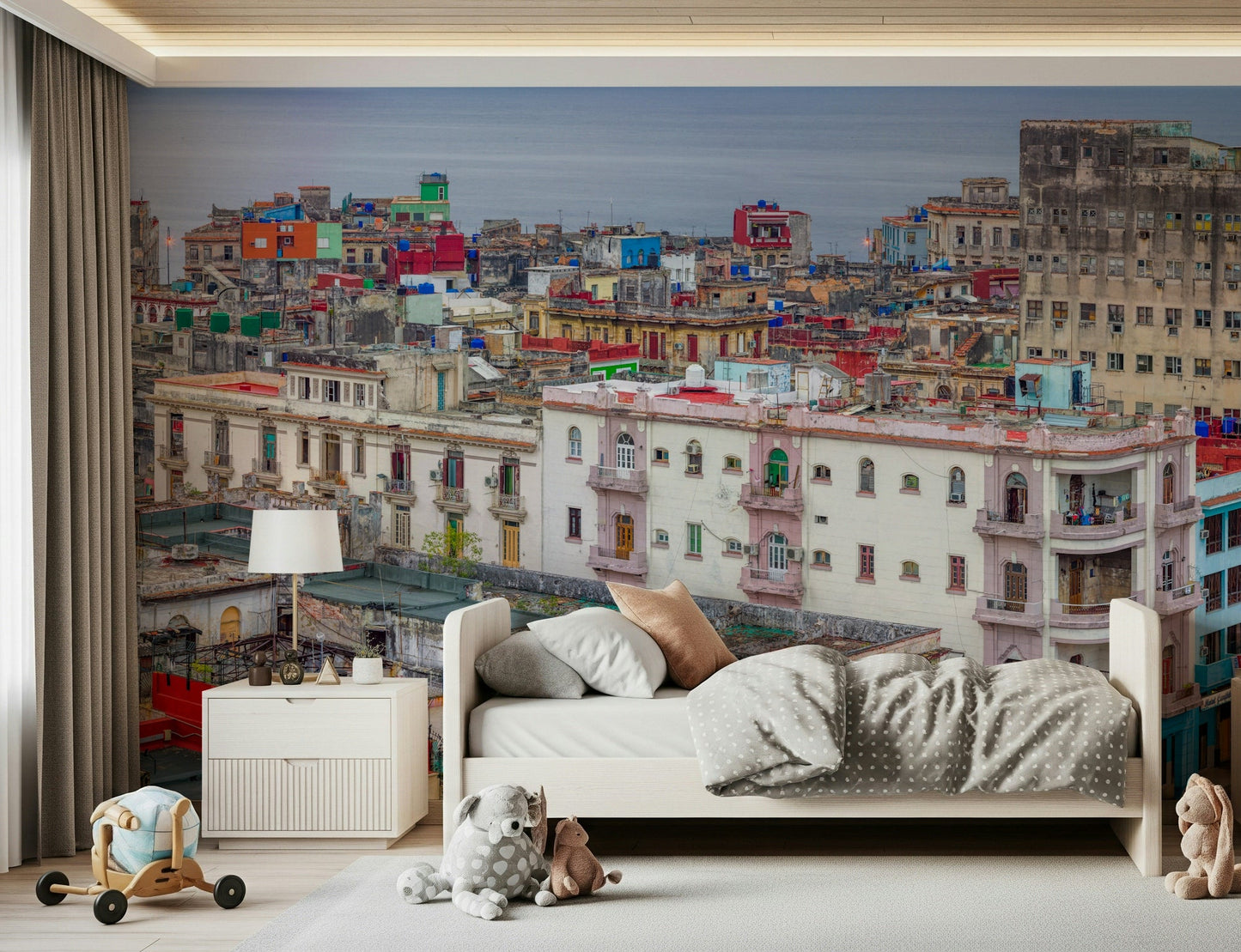 Detailed city scenery on the Havana Skyline Charm Wall Mural print.