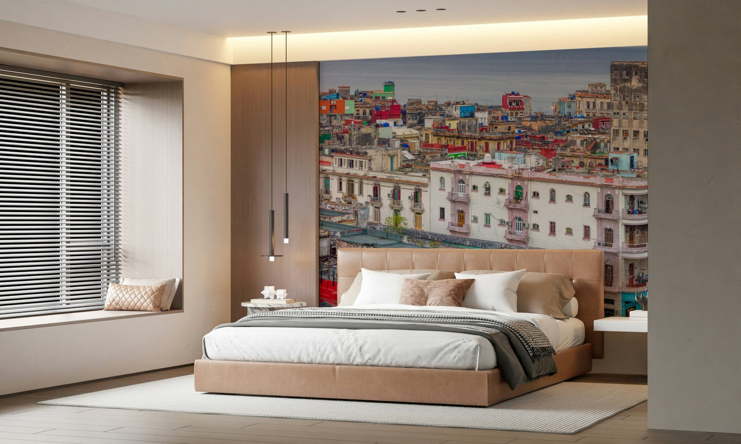 Colorful Cuban cityscape on Havana Skyline Charm Wall Mural print.