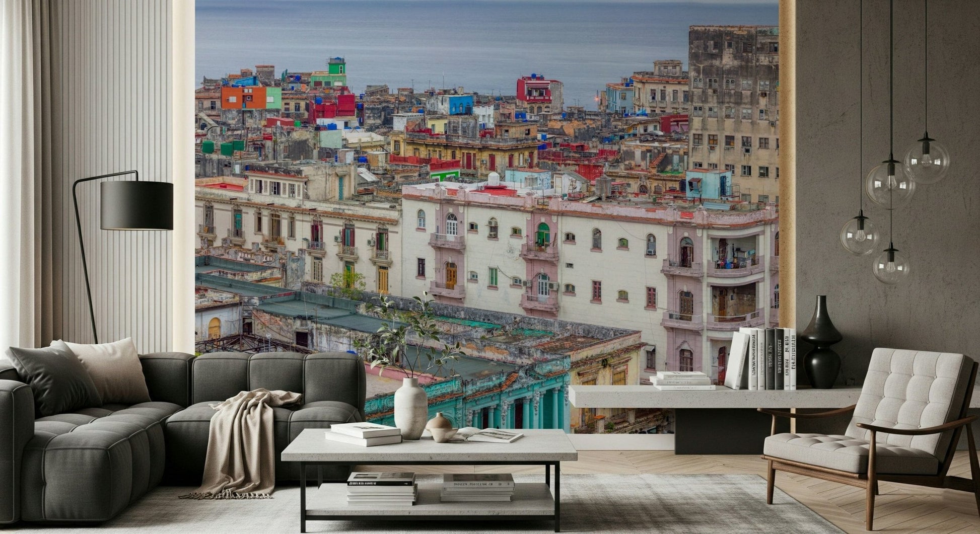 Cuba's capital city depicted on Havana Skyline Charm Wall Mural.
