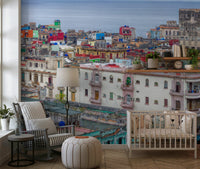 Havana Skyline Charm Wall Mural focal point for a large room.