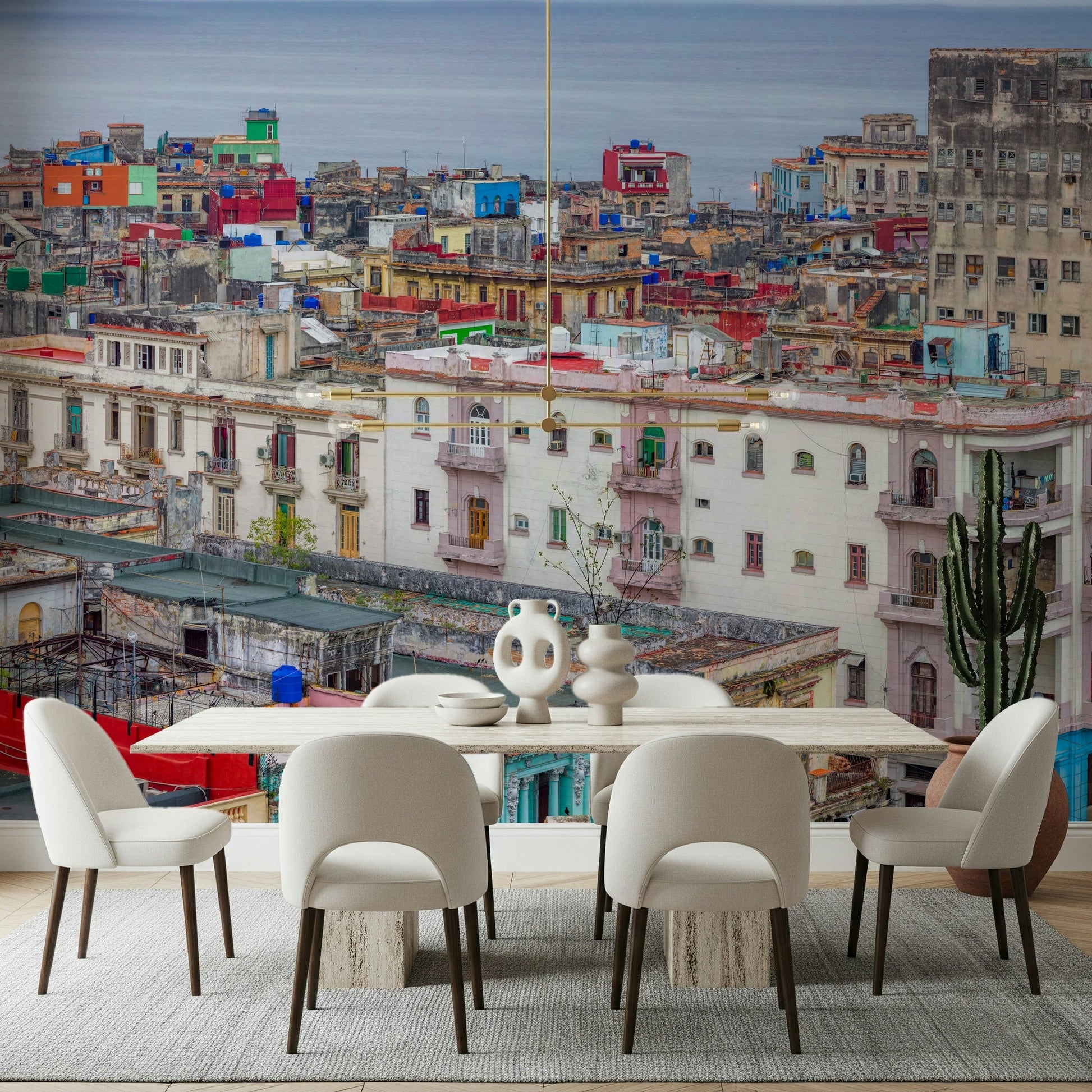 Wide panoramic city view of the Havana Skyline Charm Wall Mural.