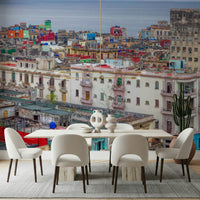 Wide panoramic city view of the Havana Skyline Charm Wall Mural.
