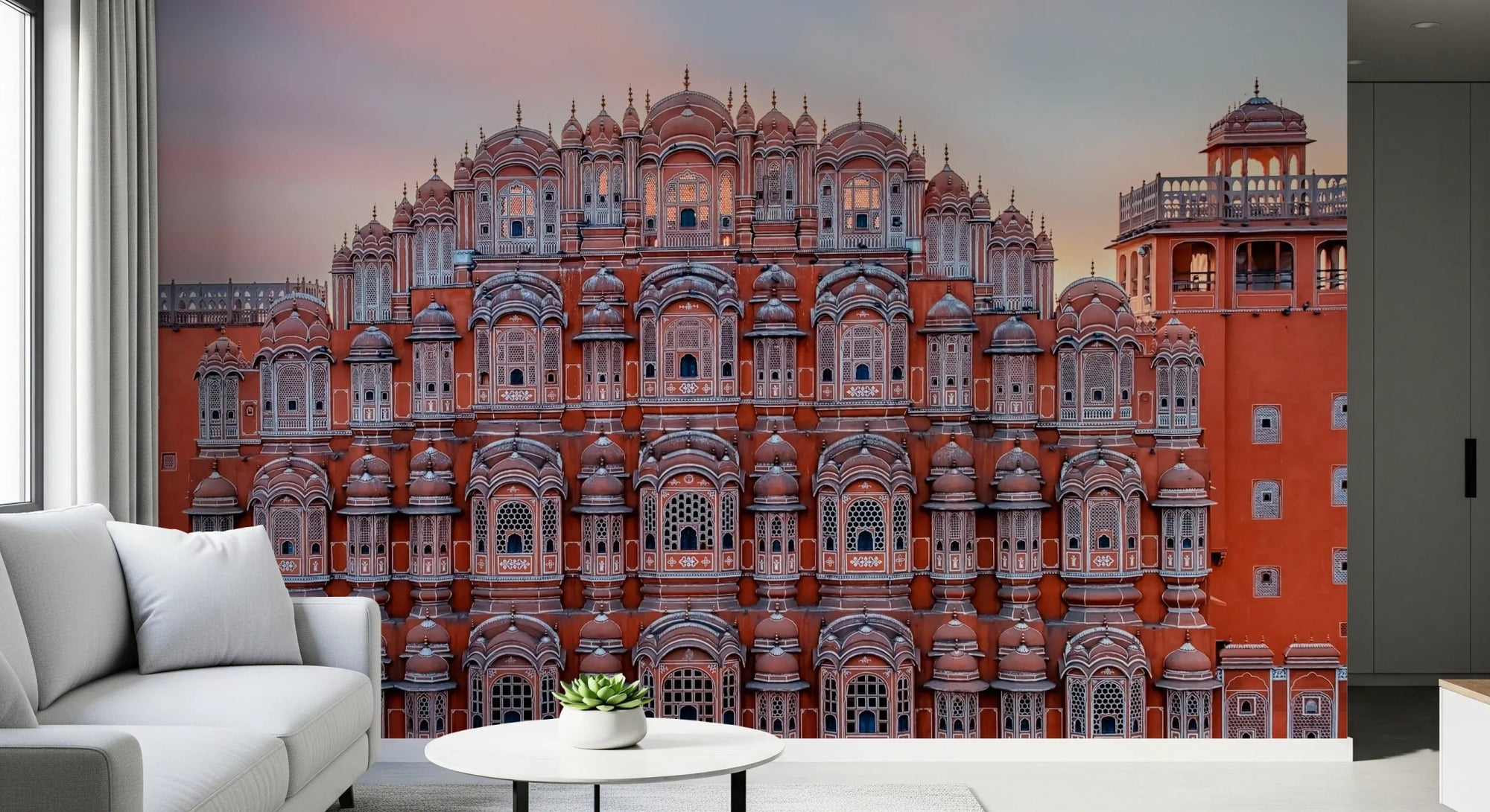 Traditional Rajasthani architecture Hawa Mahal Walls Wall Mural for living room., GD8022
