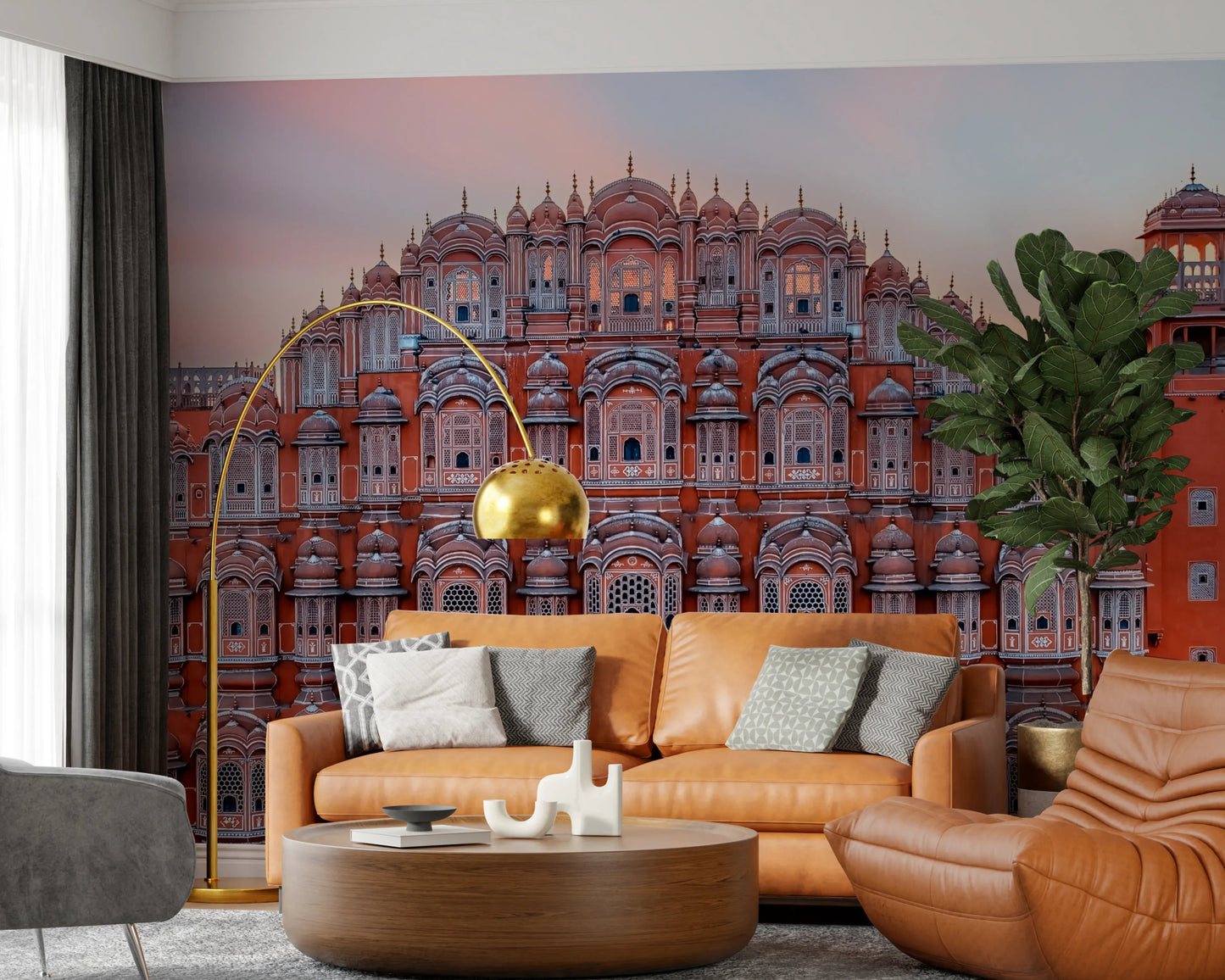 Jaipur inspired stone carving wall mural for professional workspace décor.