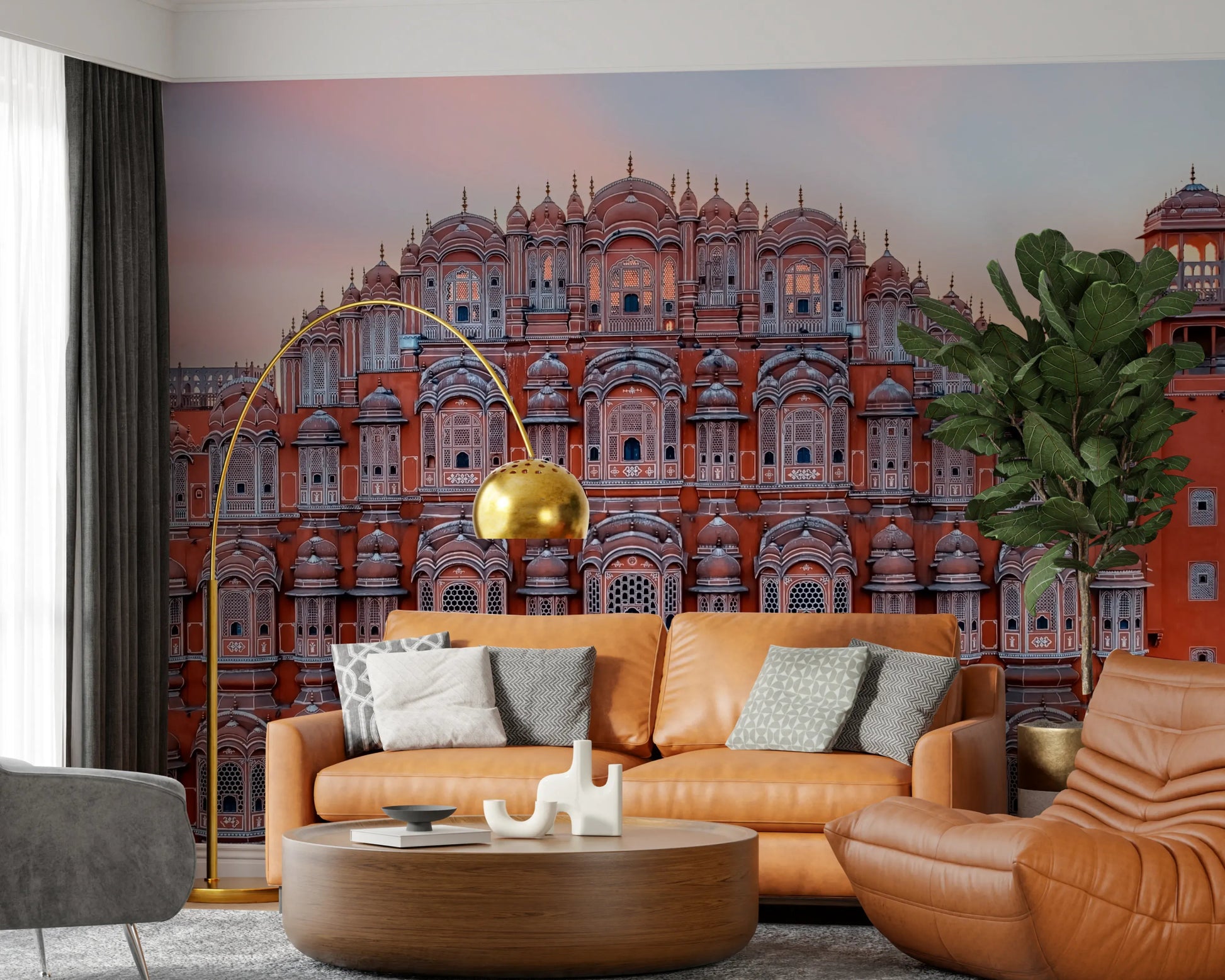 Jaipur inspired stone carving wall mural for professional workspace décor.