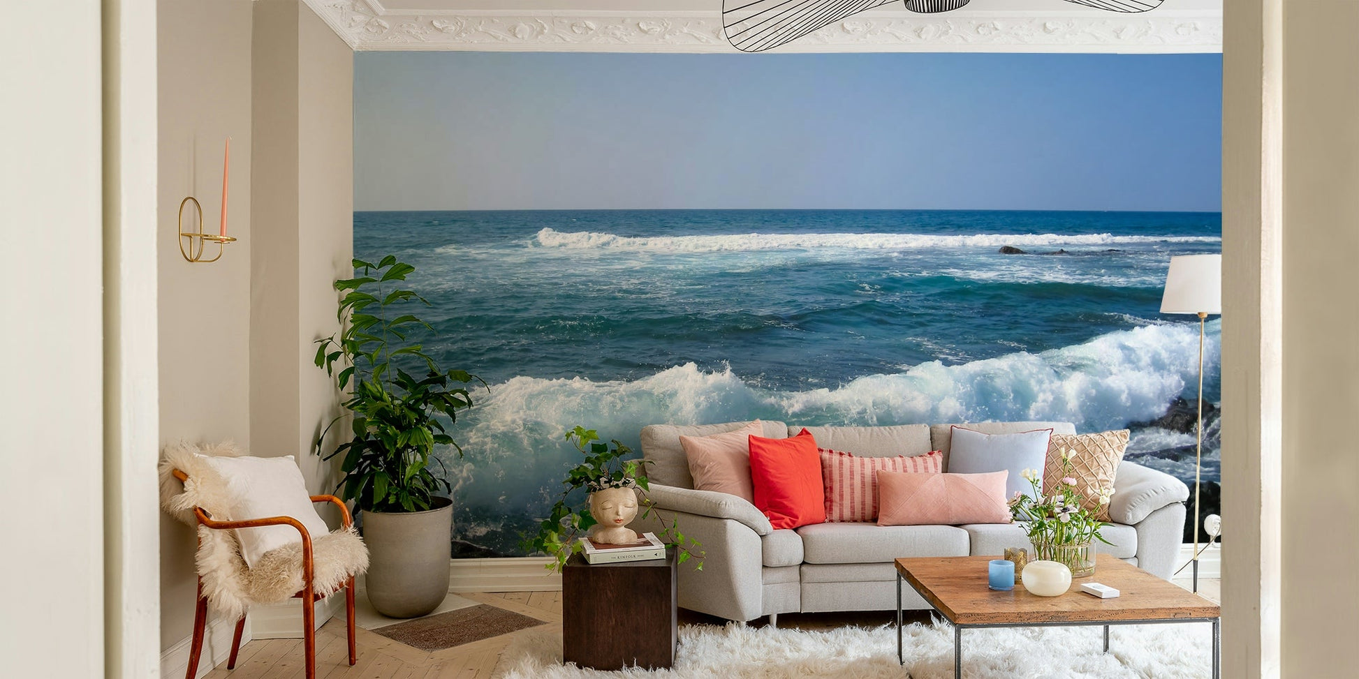 Ocean cliff wallpaper mural design

