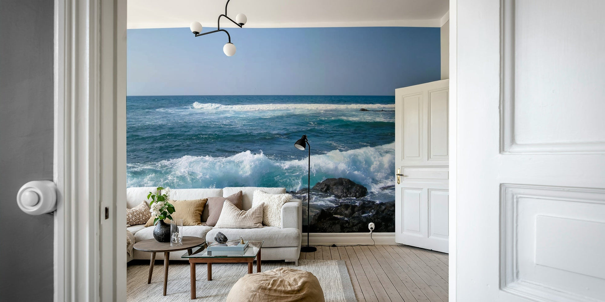 Coastal rocks and sea mural


