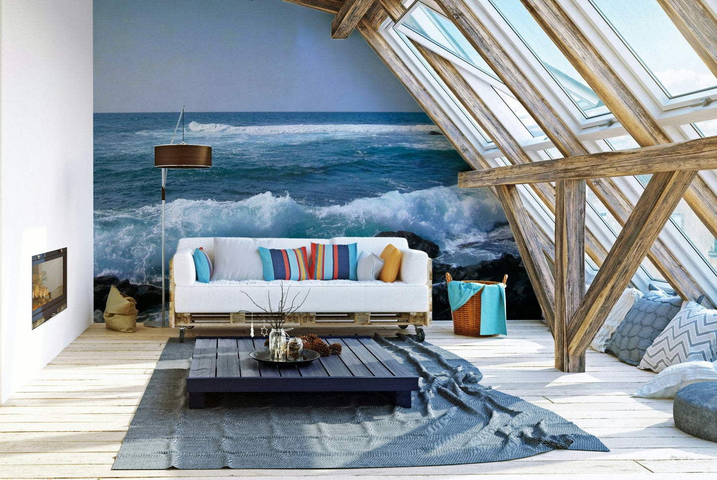 Hawaii wave crash mural wallpaper


