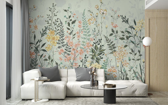 Peaceful hay meadow wallpaper for interiors C514